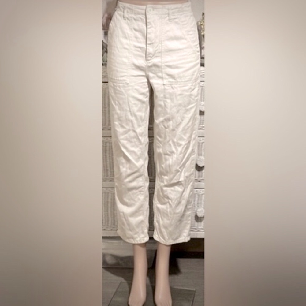 Maje 100% Cotton Pants High Rise Straight Legs Creamy White Size FR 34 = US XS
